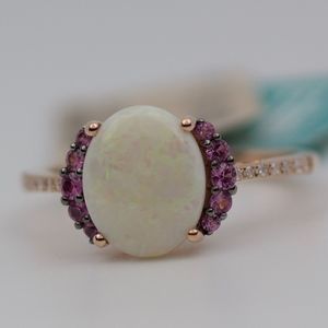 NEW EFFY 14k Rose Gold Opal And Diamond Ring